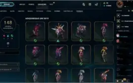 Conta Top de League of Legends LVL 315 465 Skins e Plat 4
