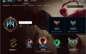 League of Legends cont - Platina + All Champs e 136 Skins++