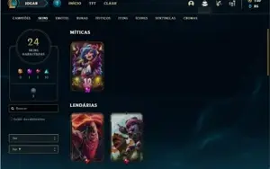 Conta prata 4 com 40 Champs e 24 Skins + 5 Fragmentos