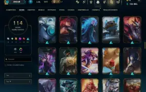 Ouro 1 com TODOS os Champs e 114 Skins ( MID / ADC / TOP )