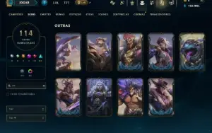Ouro 1 com TODOS os Champs e 114 Skins ( MID / ADC / TOP )