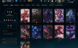Ouro 1 com TODOS os Champs e 114 Skins ( MID / ADC / TOP )