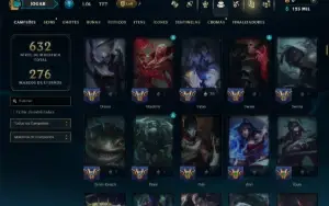 Ouro 1 com TODOS os Champs e 114 Skins ( MID / ADC / TOP )