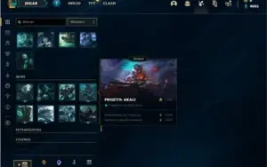 Conta platina 3 com 34 Champs e 14 Skins + 8 Fragmentos