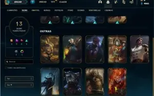Conta platina 3 com 34 Champs e 14 Skins + 8 Fragmentos