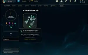 Conta platina 3 com 34 Champs e 14 Skins + 8 Fragmentos