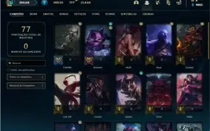 Conta platina 3 com 34 Champs e 14 Skins + 8 Fragmentos