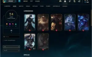 Conta ouro 1 com 65 champs e 24 skins