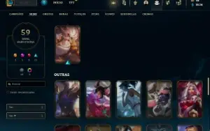 Conta Unranked com 100 Champs e 59 Skins
