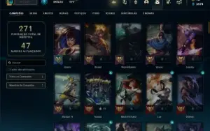 Conta Unranked com 100 Champs e 59 Skins