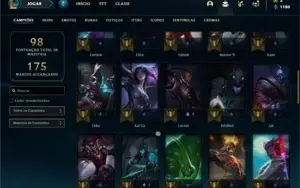Conta ouro 4 com 52 Champs e 28 Skins + 6 Fragmentos