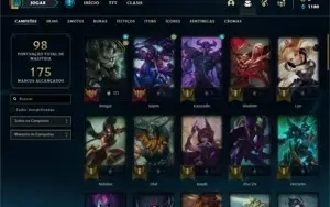 Conta ouro 4 com 52 Champs e 28 Skins + 6 Fragmentos
