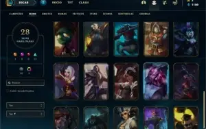 Conta ouro 4 com 52 Champs e 28 Skins + 6 Fragmentos