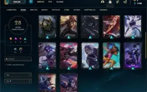 Conta ouro 4 com 52 Champs e 28 Skins + 6 Fragmentos