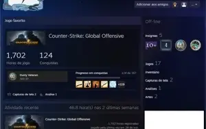 CSGO Prime, 1702 horas , 3 Medalhas CSGO