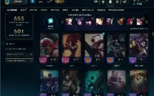 Unranked com TODOS os champs e 159 Skins ( MID / SUP / ADC )