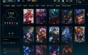 Unranked com TODOS os champs e 159 Skins ( MID / SUP / ADC )