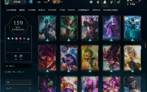Unranked com TODOS os champs e 159 Skins ( MID / SUP / ADC )