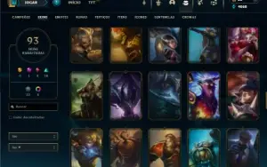 Unranked com 135 Champs e 93 Skins ( MID / TOP / ADC )