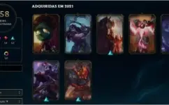 conta lol plat 4 todos os champs e 258 skins