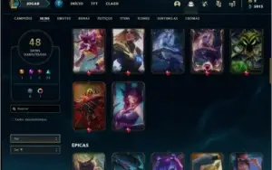 Conta prata 2 com 48 skins e 97 champs