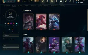 Platina 3 com 21 Champs e 21 Skins
