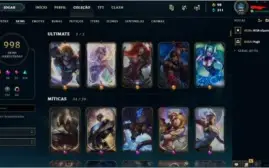 CONTA LEAGUE OF LEGENDS LV121 COM 998 SKINS INCLUINDO PAX TF