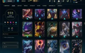 Bronze 1 com TODOS os champs e 232 Skins + 1 Prestigio