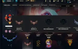 Bronze 1 com TODOS os champs e 232 Skins + 1 Prestigio