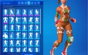 Conta com 61 skins, 57 danças, 45 picaretas e 60 mochilas!!