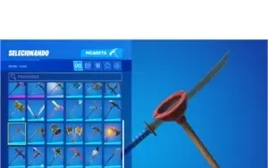 Conta com 61 skins, 57 danças, 45 picaretas e 60 mochilas!!
