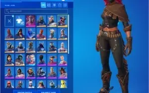 Conta com 61 skins, 57 danças, 45 picaretas e 60 mochilas!!