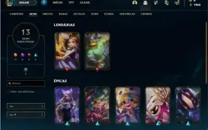 Conta Nivel 27 com 25 Champs, 12 Skins + 1350 RP Sobrando