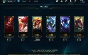 Conta Nivel 27 com 25 Champs, 12 Skins + 1350 RP Sobrando