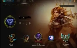 CONTA LEAGUE OF LEGENDS PLATINA V COM MMR ALTO! ÓTIMA CONTA!