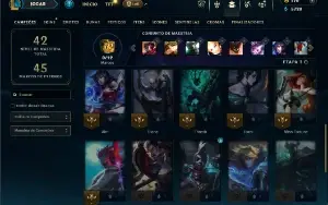 Ouro 1 com 30 Champs e 9 Skins +5 Fragmentos