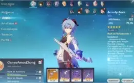 Genshin Impact AR 7 com Ganyu, Zhongli, Amos, Mona, Keqing
