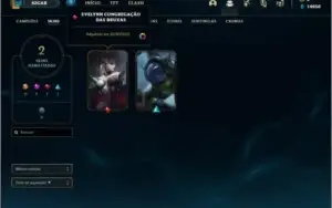 Conta platina 4 com 63% de Win rate, 2 skins e 21 champs