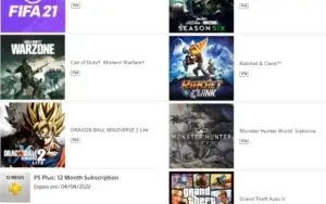 Conta PSN com Varios jogos TOP e PLUS até 04/22