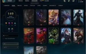 Conta All Champions/149 skins e 5 vitoriosas