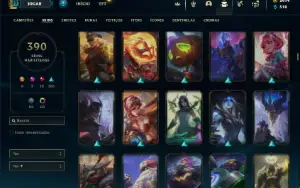 Conta ouro 4 com TODOS os champs e 390 Skins ( ADC / SUP )