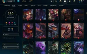 Conta ouro 4 com TODOS os champs e 390 Skins ( ADC / SUP )
