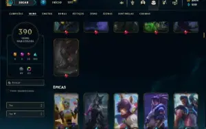 Conta ouro 4 com TODOS os champs e 390 Skins ( ADC / SUP )