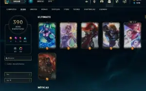 Conta ouro 4 com TODOS os champs e 390 Skins ( ADC / SUP )