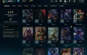 Conta ouro 4 com TODOS os champs e 390 Skins ( ADC / SUP )