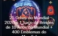 25 Orbes do mundial + saco de brindes + 400 emblemas