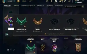 Esmeralda 4 com TODOS os champs e 225 Skins ( Nivel 516 )
