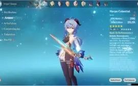 Conta Ganyu + Hu Tao + Harpa Celestial - 58 Resinas Frágil