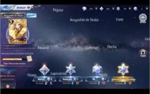 Conta CDZ Awakening, todos cavaleiros menos lune