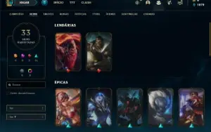 Conta Unranked com 65 Champs e 33 Skins + 9 Cromas